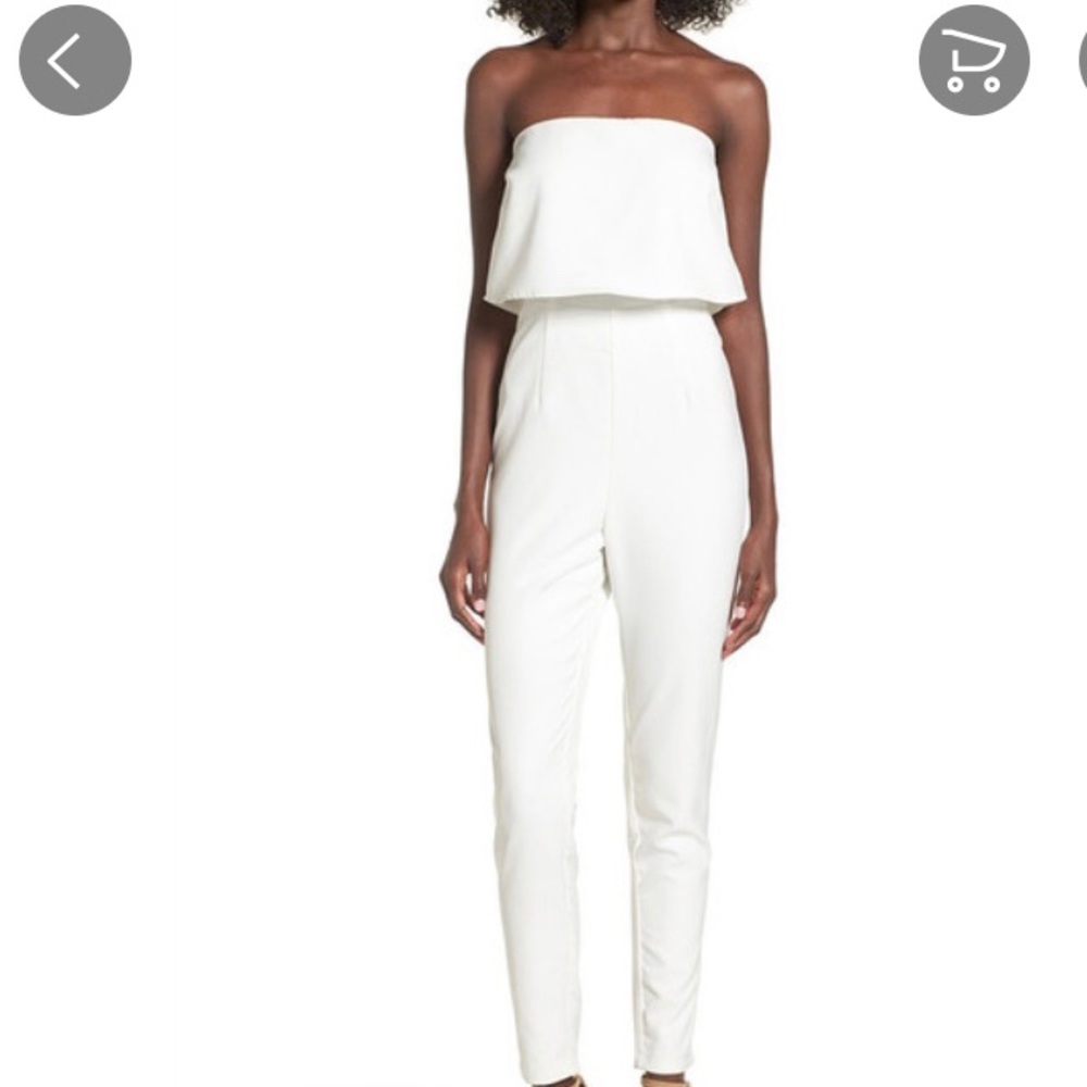 White Ruffle Jumpsuit - Picture 2 of 4